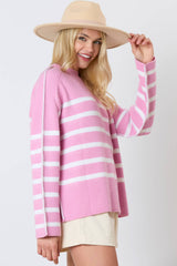 Stitch Detail Stripe Raglan Slv Sweater