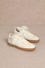 JULIE RIBBON EMBROIDERY LACE EDGE DETAIL SNEAKERS