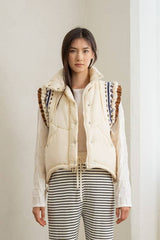 Elegant Embroidered Puffer Vest