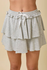 Knit Terry Ruffle Tier Skort With Lining Shorts