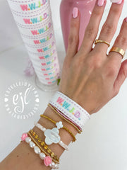 WWJD Embroidery Pastel Bracelet / Religious Tassel Bracelet