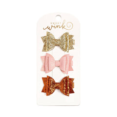 Golden Blush Bow Clip Set - Kids Hair Clip