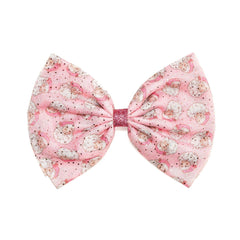 Retro Santa Christmas Tulle Bow Clip - Kids Holiday Hair Bow