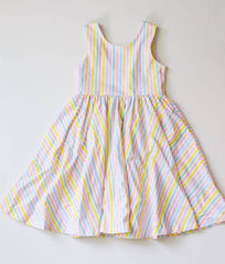 Tank Dress in Pastel Stripe- girls pocket twirl dress