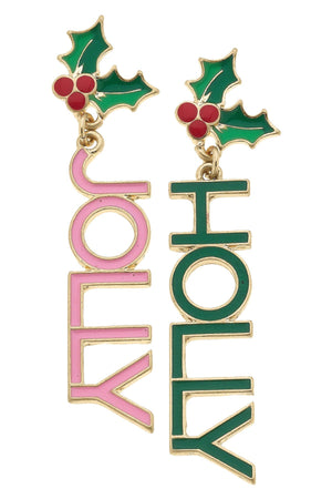 Holly Jolly Christmas Enamel Mistletoe Earrings