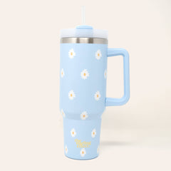 40oz Take Me Everywhere Tumbler - Dancing Daisy Blue