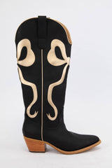 RUNY BOW SWIRLING PATTERNED WESTERN BOOTS