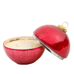 Berries and Balsam Pink Glass Ornament Candle