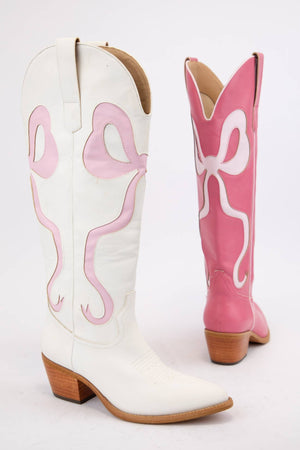 White with pink bow WESTERN BOOTS