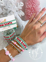 TEAM SANTA Embroidered Christmas Tassel Bracelet / Holiday