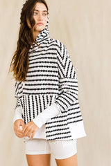 Oversize Stripe Button Up Hoodie Top