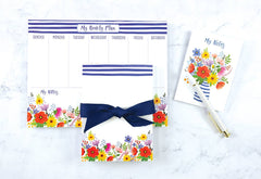 Weekly Planner Pad - Blue Stripes and Flowers