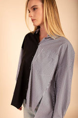 Asymmetrical Monochrome Button-Up Shirt