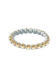 Light Champagne Crystal & Palladium Silver Stretch Bracelet: Beige