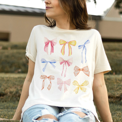 Coquette tee Pastel pink Bow Tshirts Bows and Easter Ribbon