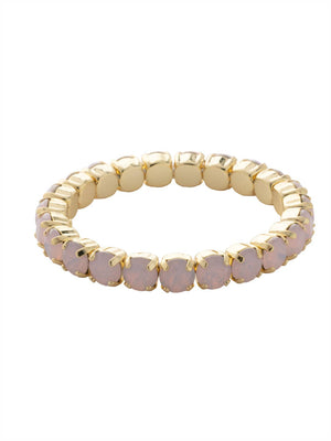Pink Opal Crystal and 10K Gold Stretch Bracelet: Pastel