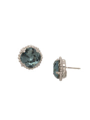 Cushion-Cut Solitaire Stud Earrings -Blue