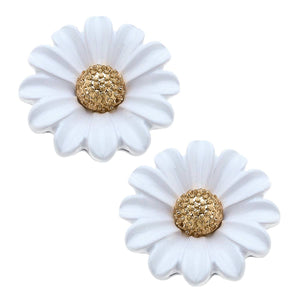 Daisy Enamel Stud Earrings in White