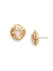 Cushion-Cut Solitaire Stud Earrings - Neutral