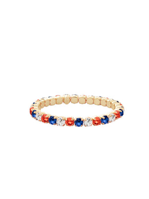 Game Day Orange & Blue Mini Crystal Gold Stretch Bracelet: Vibrant