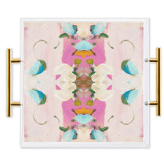 Monets Garden Pink (Laura Park) Acrylic Tray With Gold Handles