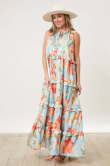 Ruffle Halter Neck Floral Maxi Dress