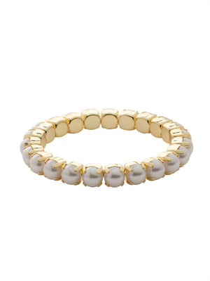 Freshwater Pearl and 10K Gold Stretch Bracelet: Neutral