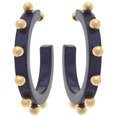 Kelley Studded Metal and Resin Hoop Earrings