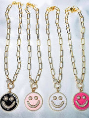 Large Smileys On Gold Chain