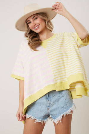 Mixed Stripe Oversized Sweatshirt