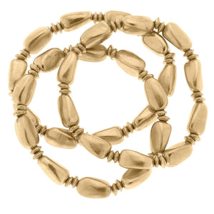 Holly Beaded Stretch Bracelets in Worn Gold (Set of 3)