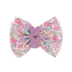 Easter Peeps Tulle Bow Clip - Kids Easter Hair Clip