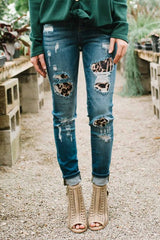 Denim Leopard Skinny Jean