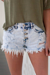 LIGHT WASHED MULTI BUTTOM SHORTS