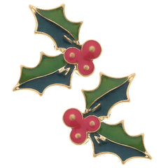 Holly Enamel Stud Earrings in Green & Fuchsia