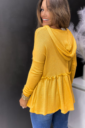 Yellow Waffle Knit Hoodie