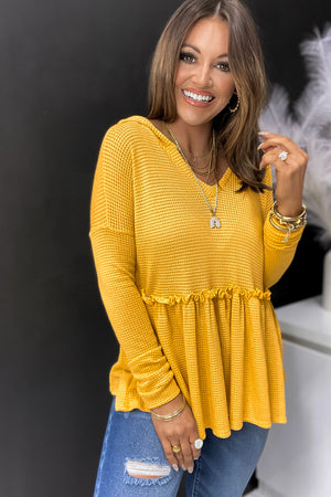 Yellow Waffle Knit Hoodie