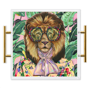 Louis The Lion Acrylic Tray With Gold Handles