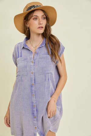 WASHED OVERSIZED SHIRT DRESS