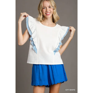 Ruffled Sleeve French Terry Top