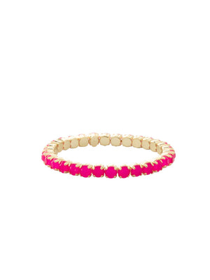 Hot Pink and 10K Gold Mini Crystal Stretch Bracelet: Vibrant