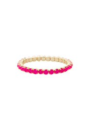 Hot Pink and 10K Gold Mini Crystal Stretch Bracelet: Vibrant