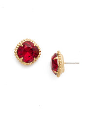 Cushion-Cut Solitaire Stud Earrings - Red