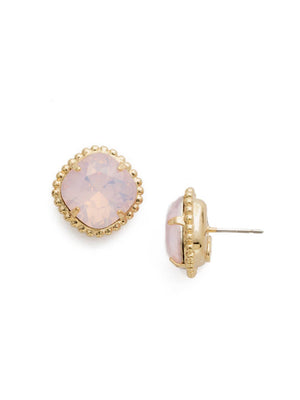 Cushion-Cut Solitaire Stud Earrings - Pastel