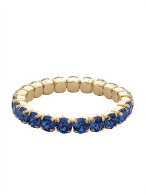 Saphire Blue Crystal and 10K Gold Stretch Bracelet: Blue