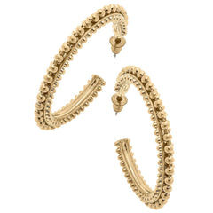 Ellen Ball Bead Hoop Earrings in Worn Gold